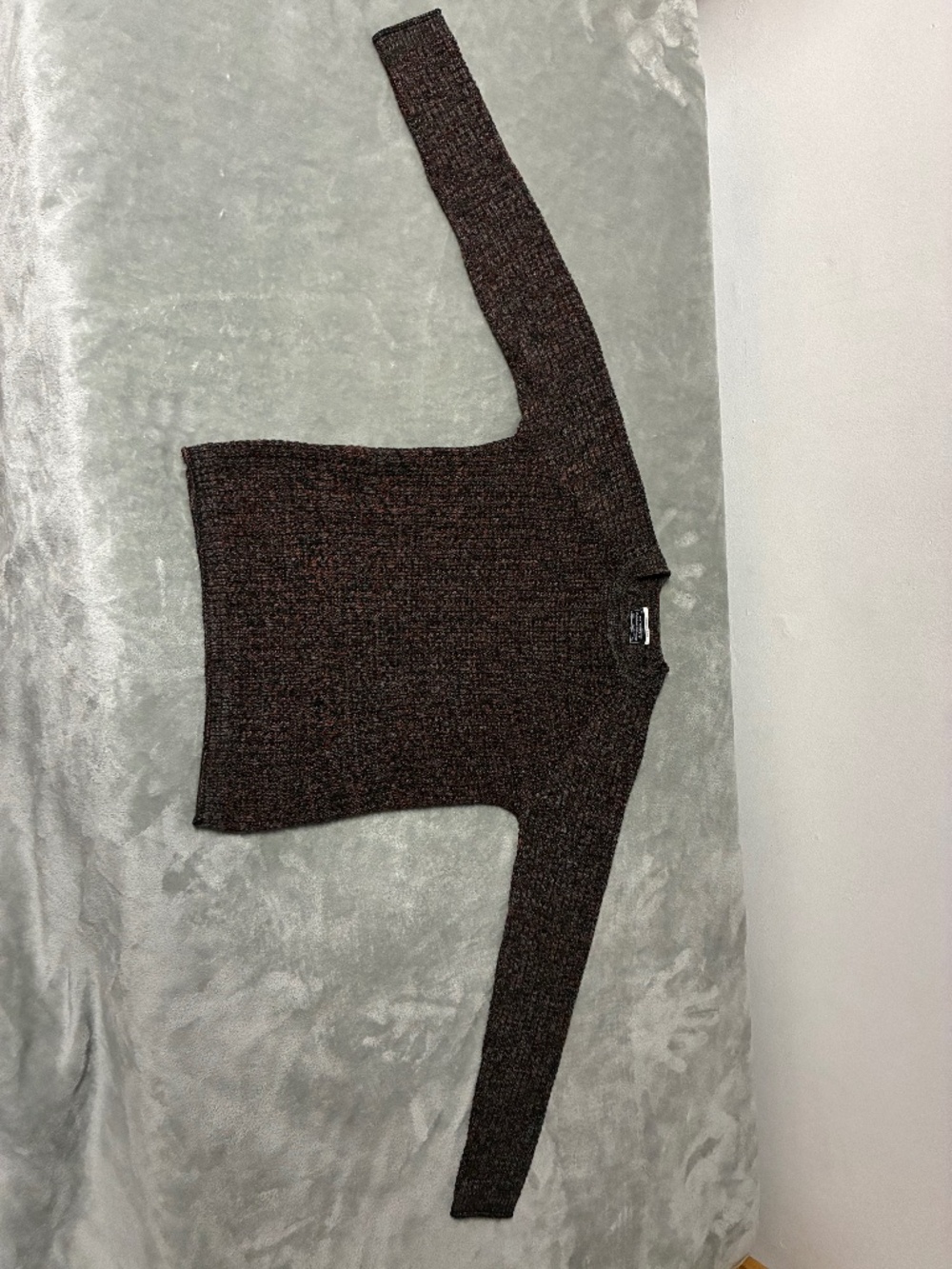 Alcott Superior Knitwear Marled Knit Sweater, Charcoal & Burgundy, Small, Barely
